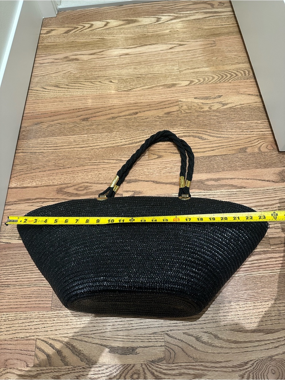 Black Woven Tote Bag - Classic Handheld Style - Picture 13 of 15